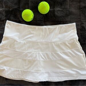 Fila White Mesh Striped Skirt
